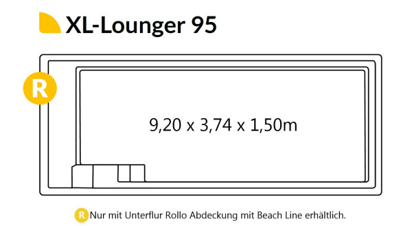 COMPASS XL-Lounger 95 Ceramic Pool 9,20m x 3,74m x 1,50m