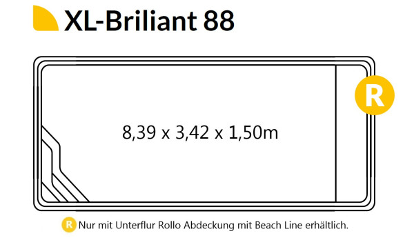 COMPASS XL-Briliant 88 Ceramic Pool 8,39m x 3,42m x 1,50m