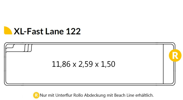 COMPASS XL-Fast Lane 122 Ceramic Pool 11,86m x 2,59m x 1,50m