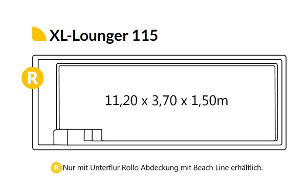 COMPASS XL-Lounger 115 Ceramic Pool 11,20m x 3,70m x 1,50m